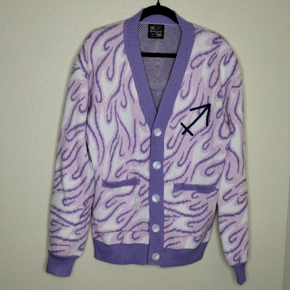 Steady Hands Sagittarius Cardigan Purple Pink White Women's Size Small / Medium - Picture 4 of 10